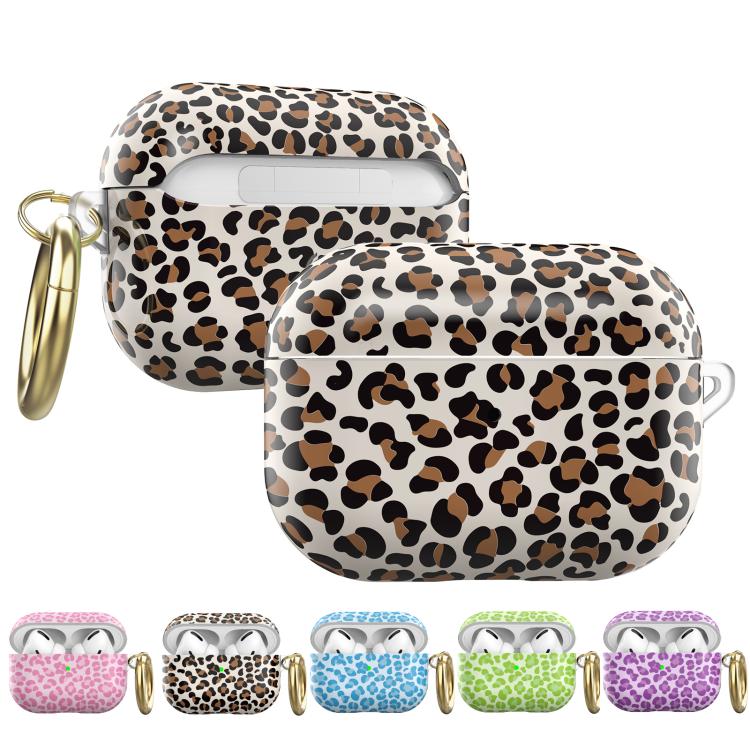 For AirPods Pro 2 / Pro AhaStyle TPU Leopard Print Protective Case(Green)