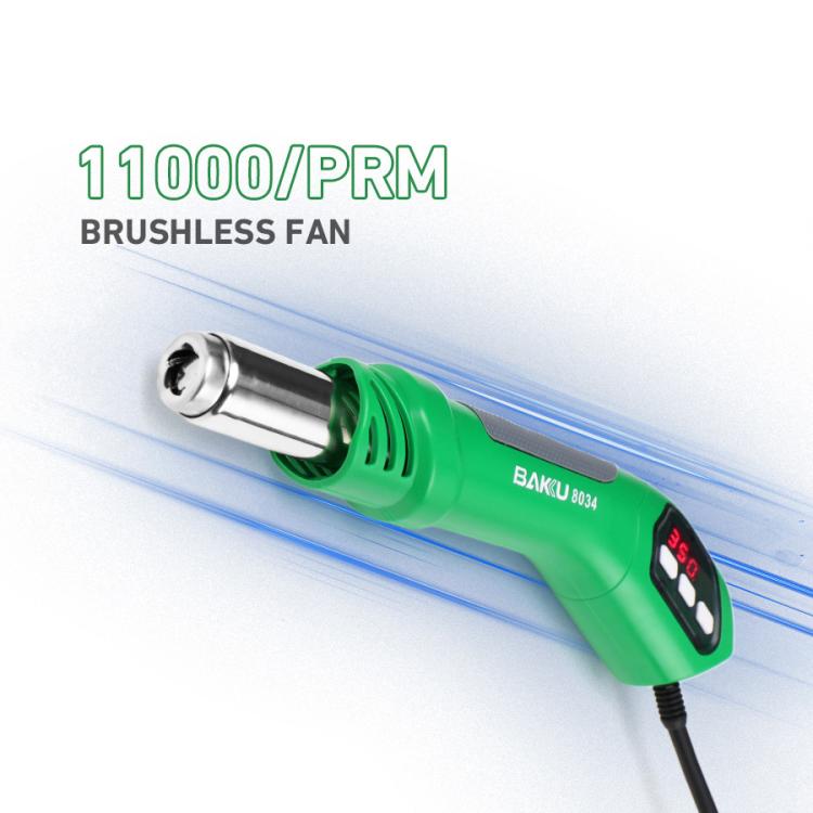 Souffleur à air chaud BAKU BA-8034 650W 100-500 degrés Celsius avec 3 buses, prise américaine 110V