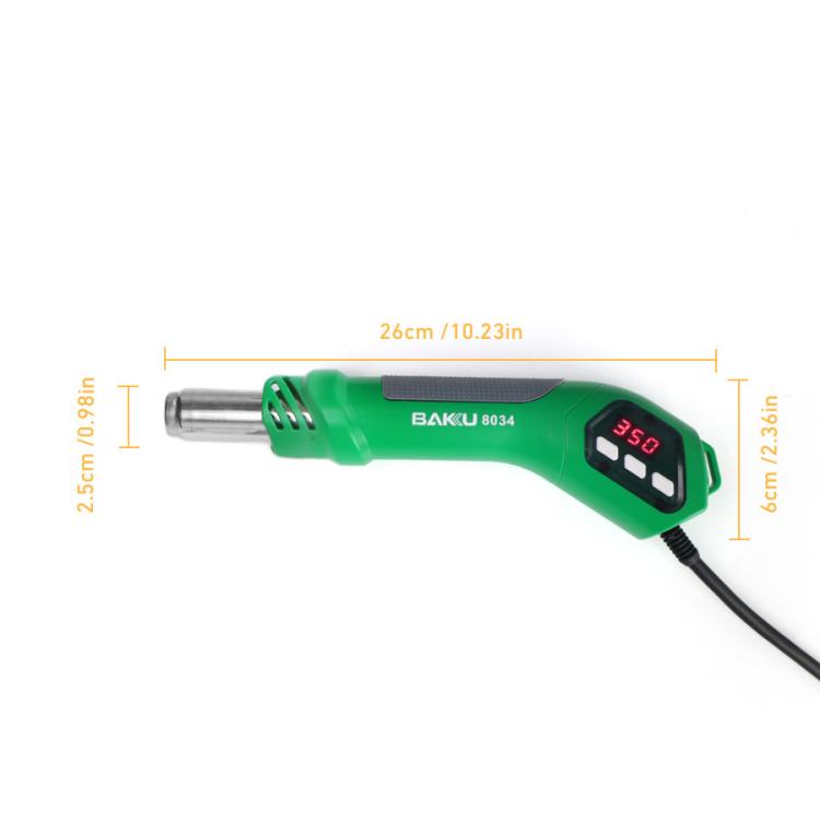 Souffleur à air chaud BAKU BA-8034 650W 100-500 degrés Celsius avec 3 buses, prise américaine 110V