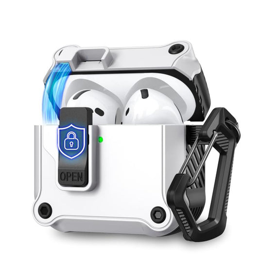 Pour AirPods 4 AhaStyle WG167 avec coque de protection intégrée à verrouillage de sécurité (blanc)
