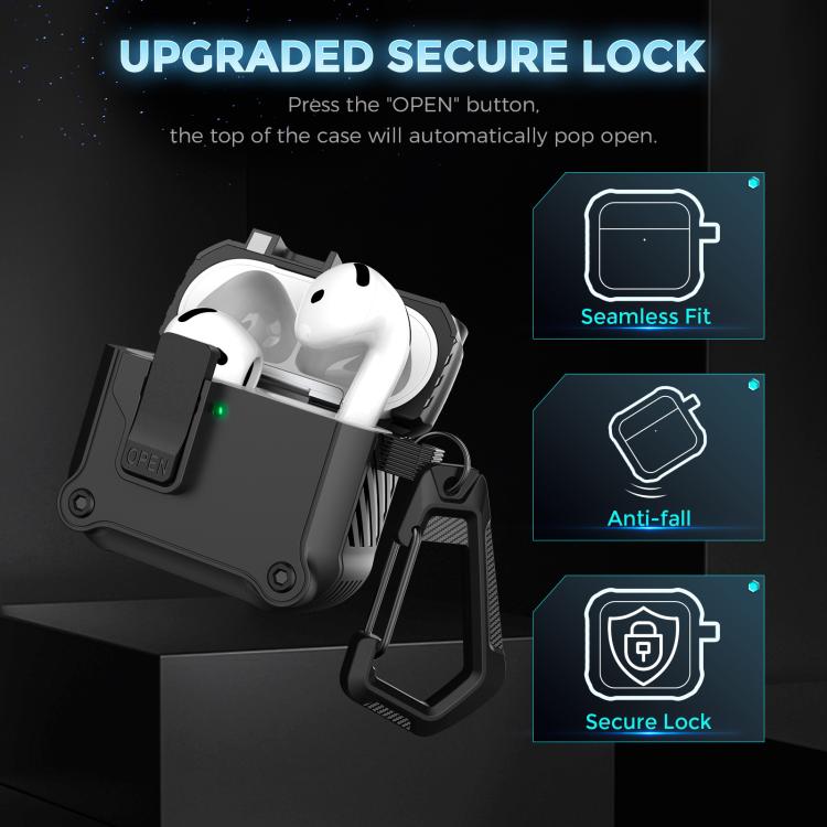 For AirPods 4 AhaStyle WG167 With Safety Locking Integrated Protective Case(Black)