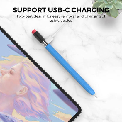 For Apple Pencil USB-C AhaStyle PT180-3 Silicone Pen Case(Pink Black Cap)