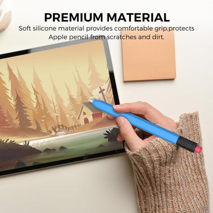 For Apple Pencil USB-C AhaStyle PT180-3 Silicone Pen Case(Black Pink Transparent Cap)