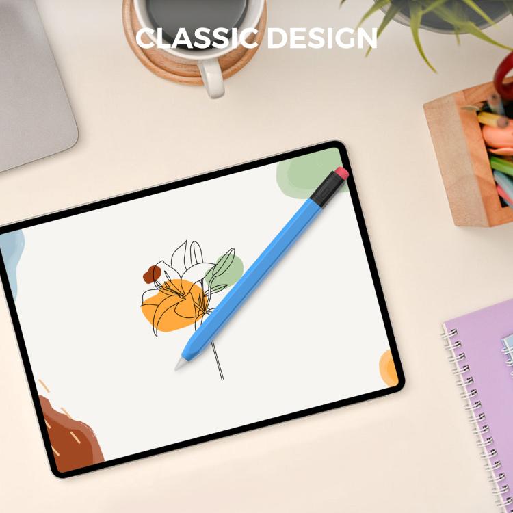 Pour Apple Pencil USB-C AhaStyle PT180-3 Étui en silicone (bleu avec capuchon noir)