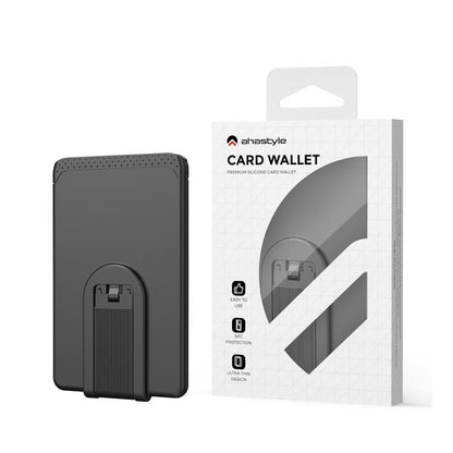 AhaStyle WG133 Adhesive Silicone Cell Phone Card Holder Phone Back Sticker Storage Bag(Black)