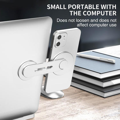 AhaStyle WG26-5 Aluminum MagSafe Circle Magnetic Laptop Expansion Stand Portable Adjustable Phone Holder(Silver)