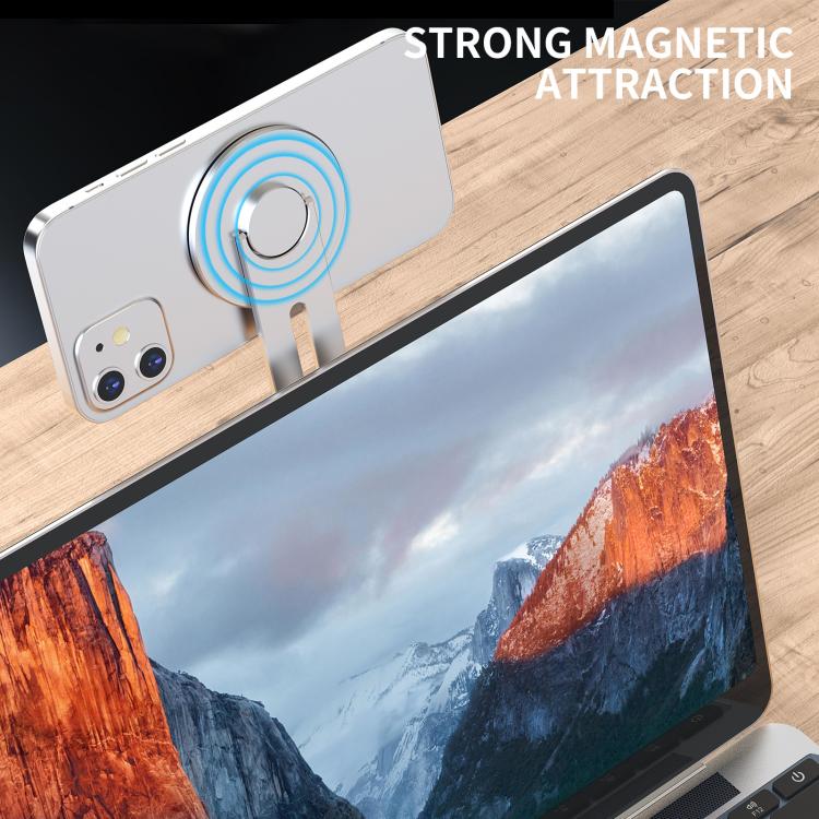 AhaStyle WG26-5 Aluminum MagSafe Circle Magnetic Laptop Expansion Stand Portable Adjustable Phone Holder(Silver)