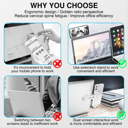 AhaStyle WG26-5 Aluminum MagSafe Circle Magnetic Laptop Expansion Stand Portable Adjustable Phone Holder(Silver)
