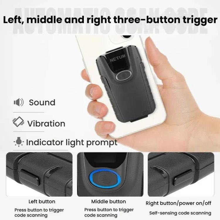 NETUM E800 2D QR Barcode Cell Phone Back Clip Portable Wireless Bluetooth Scanner