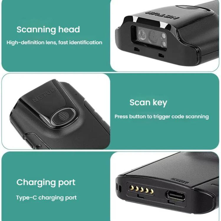 NETUM E800 2D QR Barcode Cell Phone Back Clip Portable Wireless Bluetooth Scanner