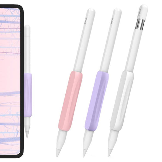 For Apple Pencil USB-C / 2  AhaStyle PT113-3 3pcs Silicone Pen Grip(White+Purple+Pink)