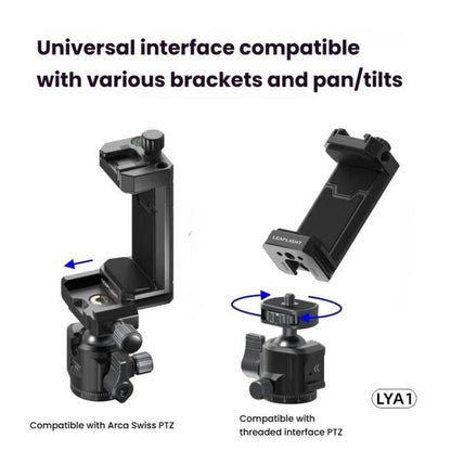 Leaplight Dual Cold Shoe All-Metal Phone Mount with 4x1/4 Inch Screw Ports & Arri Locating Holes(Black)