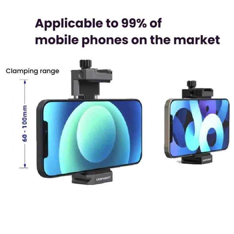 Leaplight Dual Cold Shoe All-Metal Phone Mount with 4x1/4 Inch Screw Ports & Arri Locating Holes(Black)