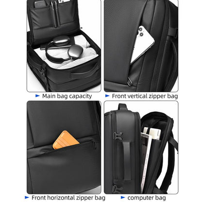 WEIXIER B759 Simple Expandable Men Shoulder Bag Large Capacity Laptop Backpacks(Black)