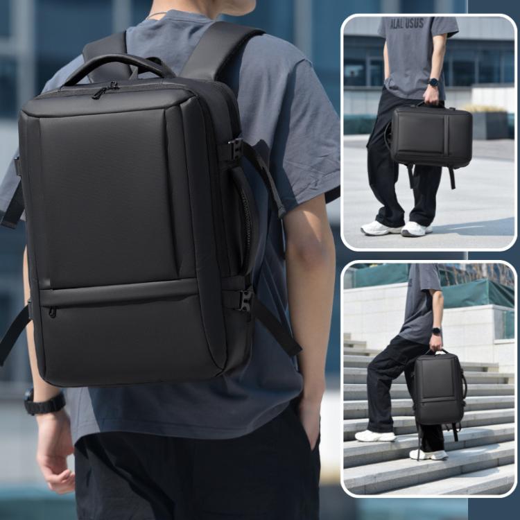 WEIXIER B759 Simple Expandable Men Shoulder Bag Large Capacity Laptop Backpacks(Black)