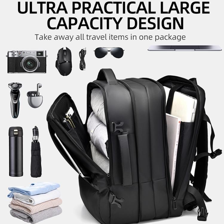 WEIXIER B759 Simple Expandable Men Shoulder Bag Large Capacity Laptop Backpacks(Black)