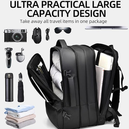 WEIXIER B759 Simple Expandable Men Shoulder Bag Large Capacity Laptop Backpacks(Black)