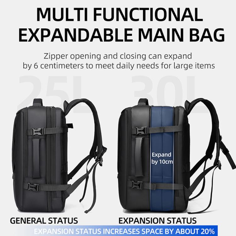 WEIXIER B759 Simple Expandable Men Shoulder Bag Large Capacity Laptop Backpacks(Black)