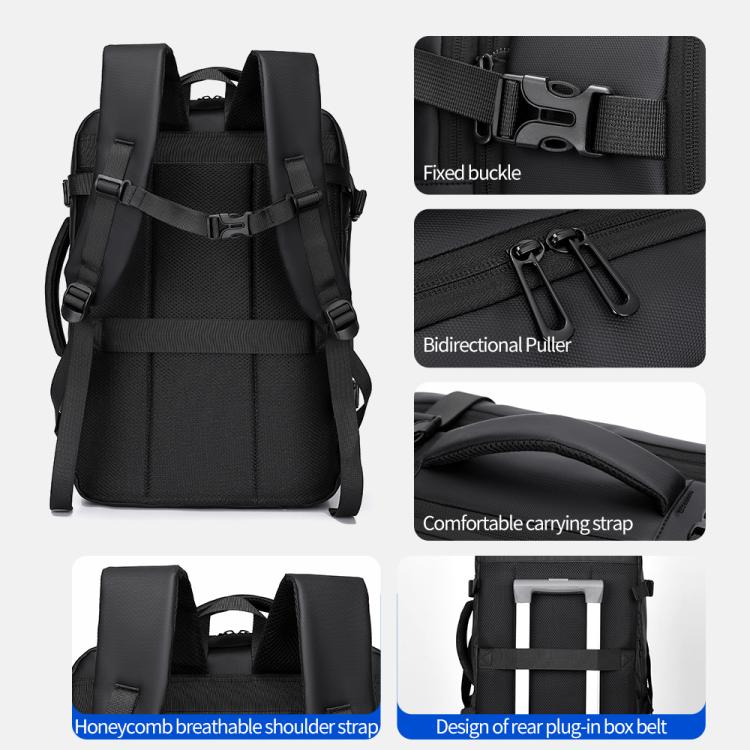 WEIXIER B759 Simple Expandable Men Shoulder Bag Large Capacity Laptop Backpacks(Black)