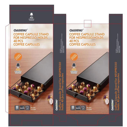 For Nespresso OASISWJ YZ1384 Handle Model 40pcs Dustproof Coffee Capsule Organizer(Black)