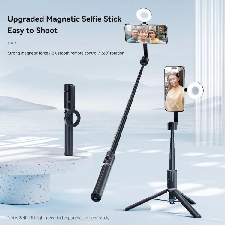TELESIN 1.3m Magnetic Selfie Stick Tripod Phone Stand for Outdoor Vlog & Live Streaming with Bluetooth Remote(Black)