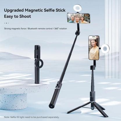 TELESIN 1.3m Magnetic Selfie Stick Tripod Phone Stand for Outdoor Vlog & Live Streaming with Bluetooth Remote(Black)