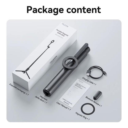 TELESIN 1.3m Magnetic Selfie Stick Tripod Phone Stand for Outdoor Vlog & Live Streaming with Bluetooth Remote(Black)