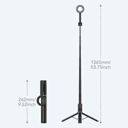TELESIN 1.3m Magnetic Selfie Stick Tripod Phone Stand for Outdoor Vlog & Live Streaming with Bluetooth Remote(Black)