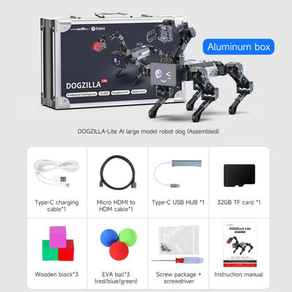 YAHBOOM DOGZILLA-Lite AI-Powered Bionic Robotic Dog 15-DOF Desktop Companion With Robotic Arm, Raspberry Pi Controlled, Multimodal AI & Visual Interaction
