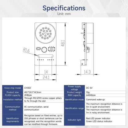 Yahboom Intelligent Voice Interaction Module Supports Custom Command Words CI1302 Chip