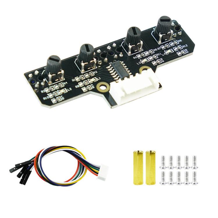 Yahboom 4 Channel Infrared Tracking Sensor Module For Smart Car Robot, Spec: With DuPont Cable+16mm Copper Column