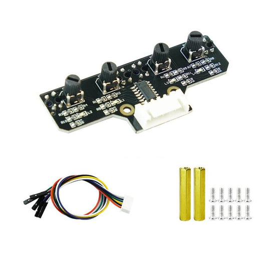 Module de capteur de suivi infrarouge 4 canaux Yahboom pour robot de voiture intelligent, spécification : avec câble DuPont + colonne de cuivre de 23 mm