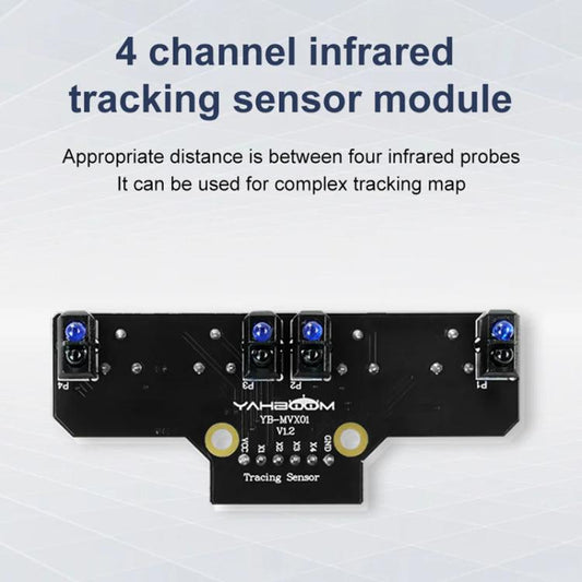 Module de capteur de suivi infrarouge 4 canaux Yahboom pour robot de voiture intelligent, spécification : avec câble DuPont + colonne de cuivre de 23 mm