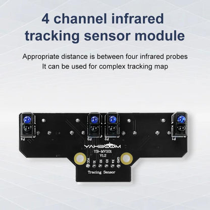 Yahboom 4 Channel Infrared Tracking Sensor Module For Smart Car Robot, Spec: With 6Pin Cable+23mm Copper Column