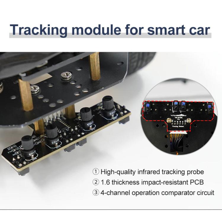 Yahboom 4 Channel Infrared Tracking Sensor Module For Smart Car Robot, Spec: With 6Pin Cable+23mm Copper Column