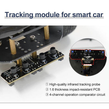Yahboom 4 Channel Infrared Tracking Sensor Module For Smart Car Robot, Spec: With DuPont Cable+23mm Copper Column