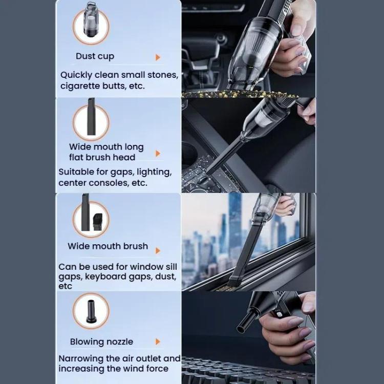 SUITU ST-8113 Outdoor Turbine Fan Home Lithium-ion Dust Blower Handheld Hair Dryer, Style: Blower+Vacuum Cleaner Black