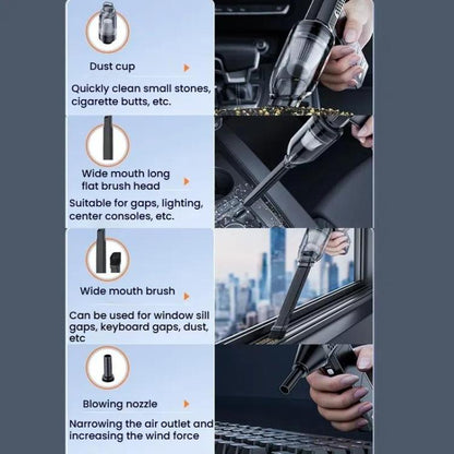 SUITU ST-8113 Outdoor Turbine Fan Home Lithium-ion Dust Blower Handheld Hair Dryer, Style: Blower+Vacuum Cleaner Black