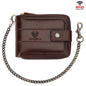 HUMERPAUL BP735 Leather Horizontal Zipper Wallet Multiple Card Slots RFID Anti-Theft Protection Men Purse(Brown)