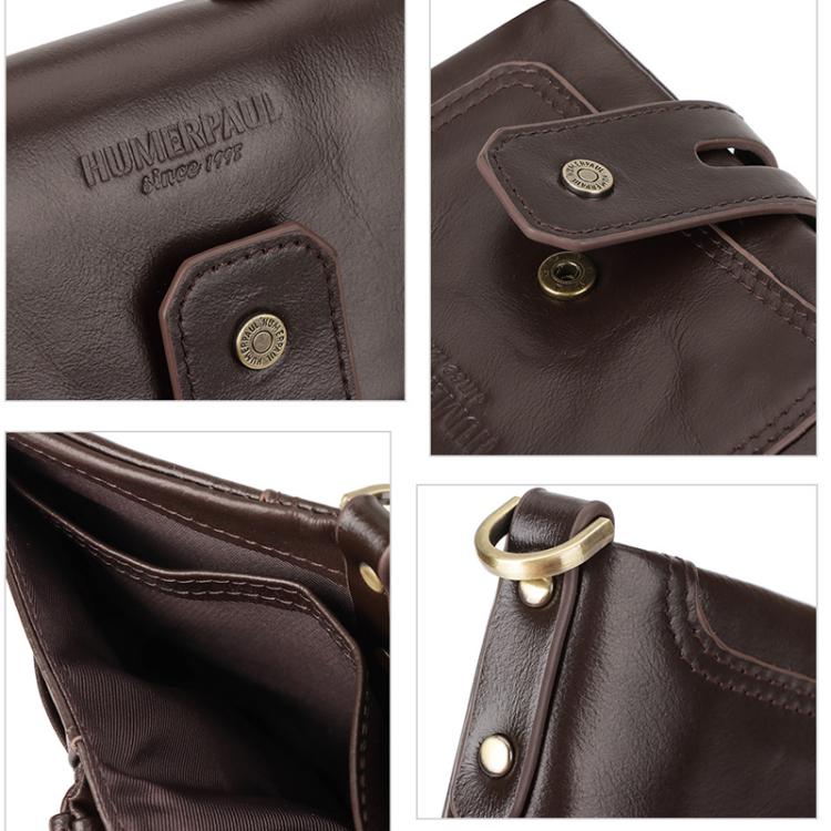 HUMERPAUL BP778 Portefeuille court en cuir RFID à trois volets avec double fermeture éclair (noir)