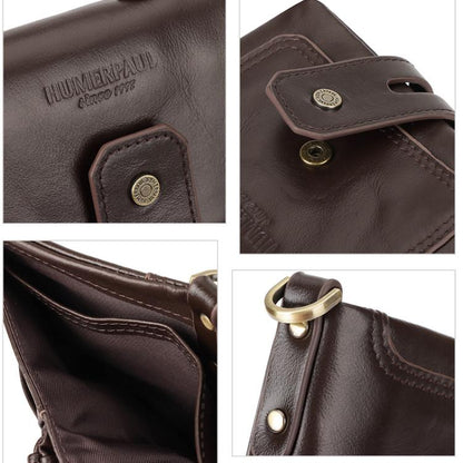 HUMERPAUL BP778 Portefeuille court en cuir RFID à trois volets avec double fermeture éclair (noir)