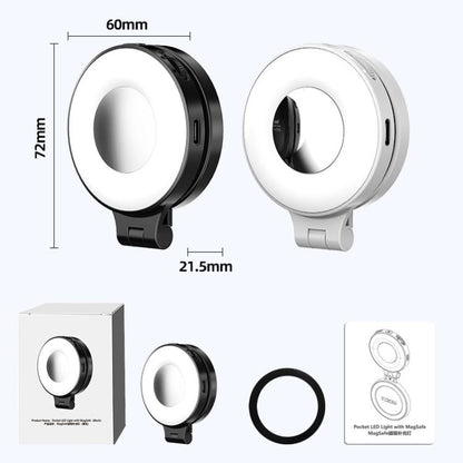 HEPAIL AC74 Magsafe Magnetic Smartphone Light Portable Handheld Selfie Light(Black)