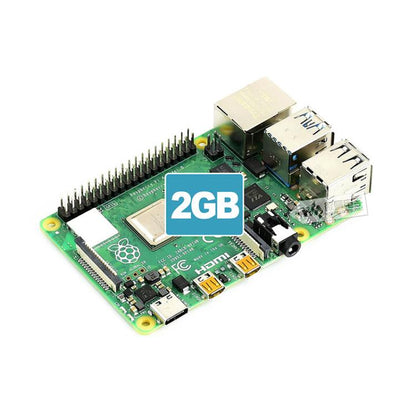 Waveshare For Raspberry Pi 4 Model B 2GB BCM2711B0 64-Bit Quad-Core 4K Dual Mini HDMI For DIY, IoT, Python Development