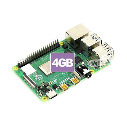 Waveshare For Raspberry Pi 4 Model 4GB BCM2711B0 64-Bit Quad-Core 4K Dual Mini HDMI For DIY, IoT, Python Development