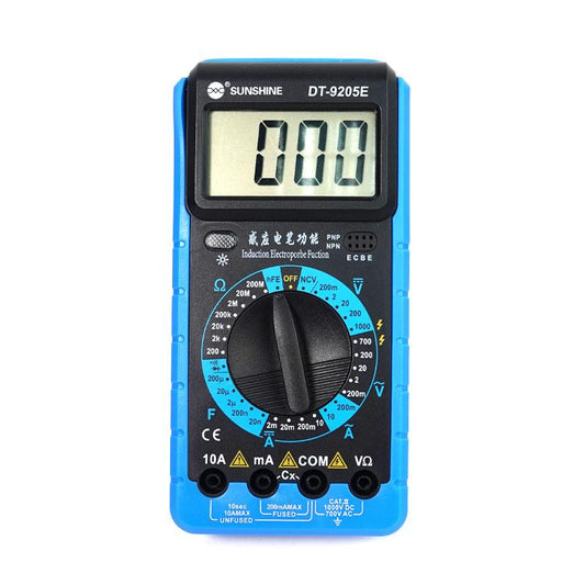 Multimètre numérique haute précision SUNSHINE DT-9205E pour mesurer le courant et la tension, portable, avec protection anti-brûlure, pour réparation d'électricien