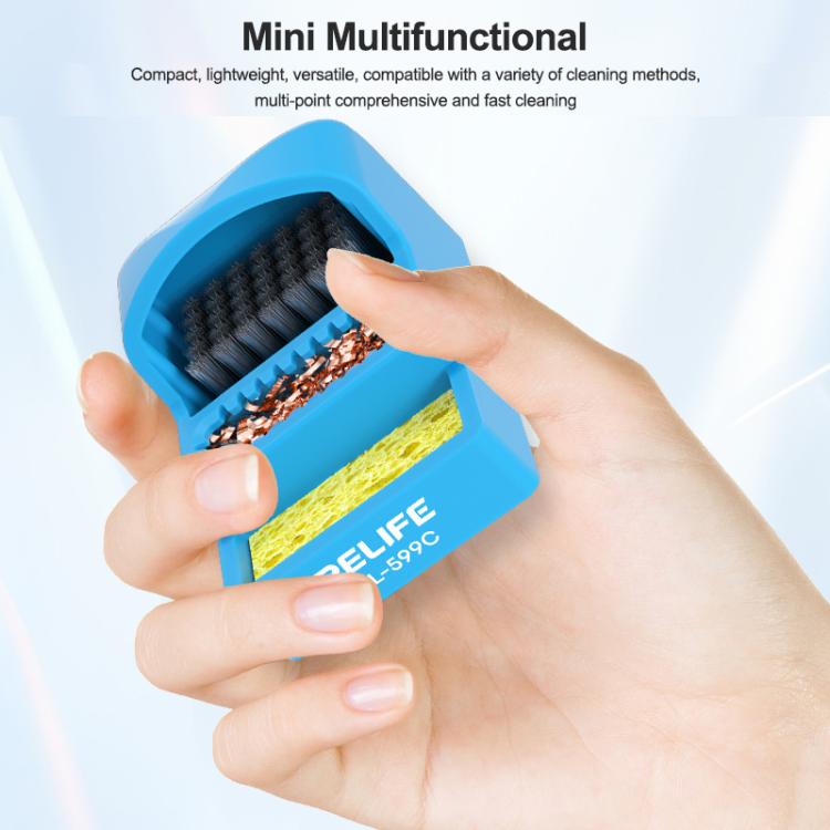 RELIFE RL-599C 3 In 1 Soldering Iron Cleaner Soldering Iron Tip Tin Residue High Temperature Resistant Cleaning Sponge Steel Wire Cleaning Ball