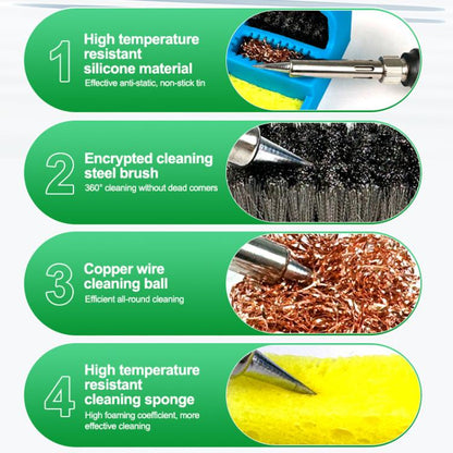 RELIFE RL-599C 3 In 1 Soldering Iron Cleaner Soldering Iron Tip Tin Residue High Temperature Resistant Cleaning Sponge Steel Wire Cleaning Ball