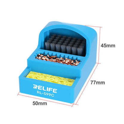 RELIFE RL-599C 3 In 1 Soldering Iron Cleaner Soldering Iron Tip Tin Residue High Temperature Resistant Cleaning Sponge Steel Wire Cleaning Ball