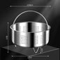 Kacheeg 304 Stainless Steel Steamer Basket for Rice Cooker/Pots with Handles & Stand Perforated 13.8cm