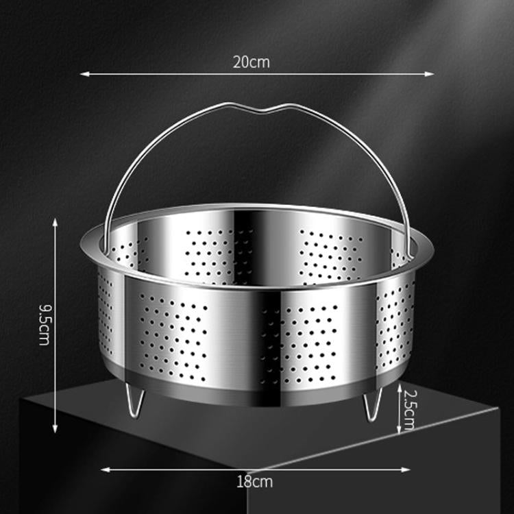Kacheeg 304 Stainless Steel Steamer Basket for Rice Cooker/Pots with Handles & Stand Perforated 20cm
